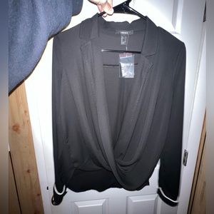 Black Blouse Long Sleeve Drape